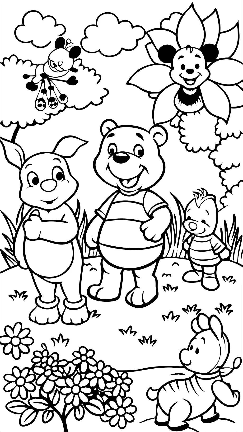 coloring pages pooh and friends